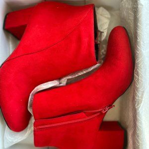 INC International Concepts Womens Floriann Closed Toe Ankle, Red Lava, Size 8